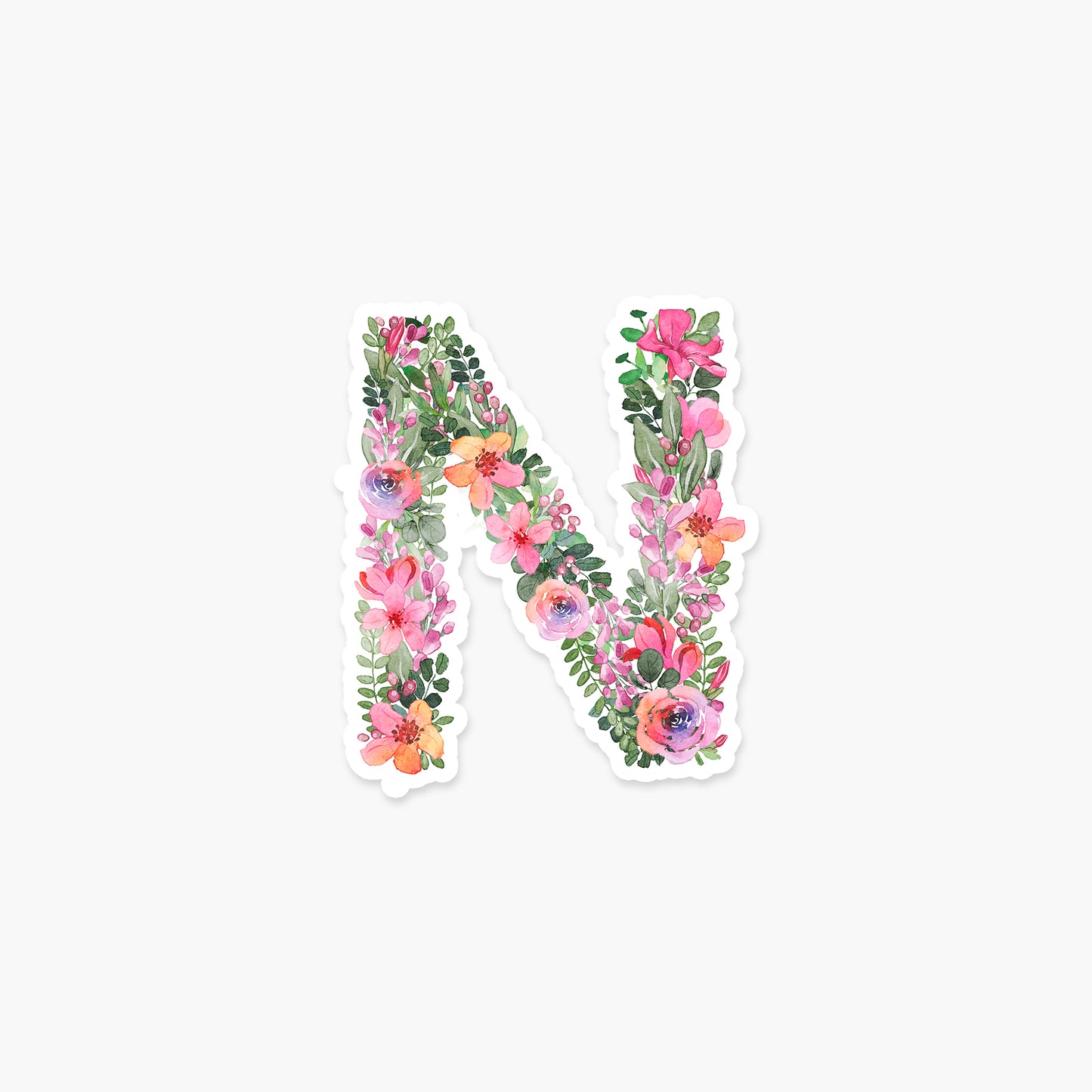 Letter "N" Floral - Monogram Initials Sticker | Footnotes Paper