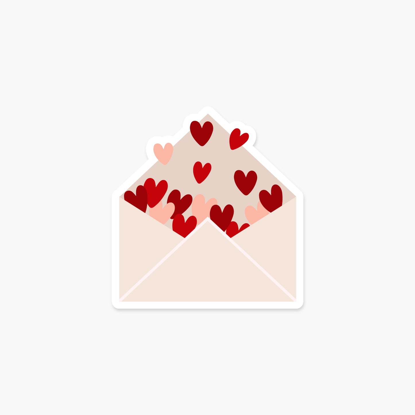 Envelope with exploding hearts 3.25 x 3 in - Valentine's Day Sticker - Footnotes Paper
