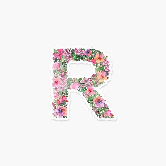 Letter "R" Floral - Monogram Initials Sticker | Footnotes Paper