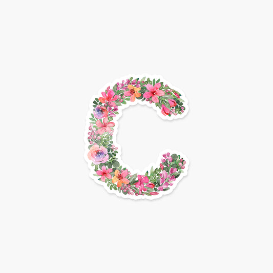 Letter "C" Floral - Monogram Initials Sticker | Footnotes Paper