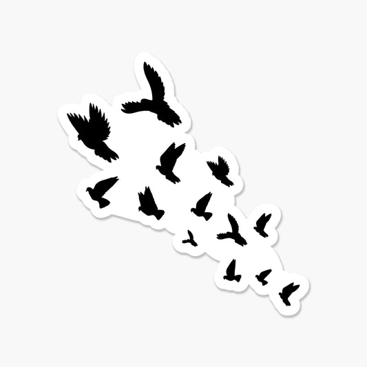 Flock of Birds - Black and White 3 x 3 in - Everyday Sticker - Footnotes Paper
