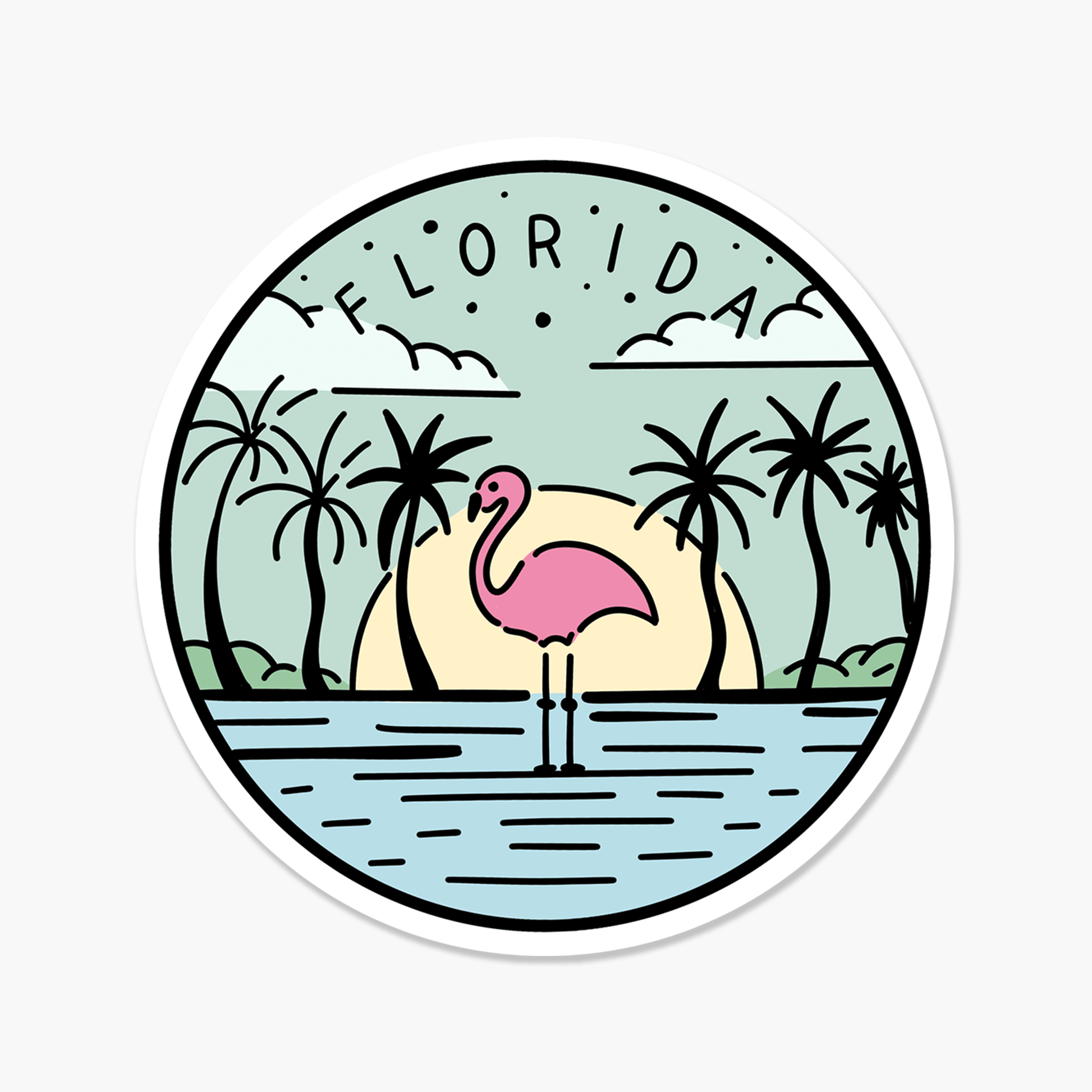 Florida Illustrated US State 3 x 3 in - Travel Sticker - Footnotes Paper