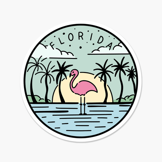 Florida Illustrated US State 3 x 3 in - Travel Sticker - Footnotes Paper