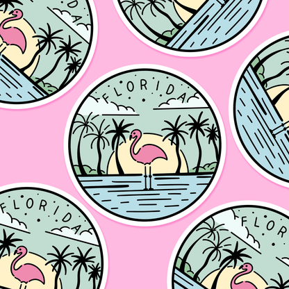 Florida Illustrated US State 3 x 3 in - Travel Sticker - Footnotes Paper