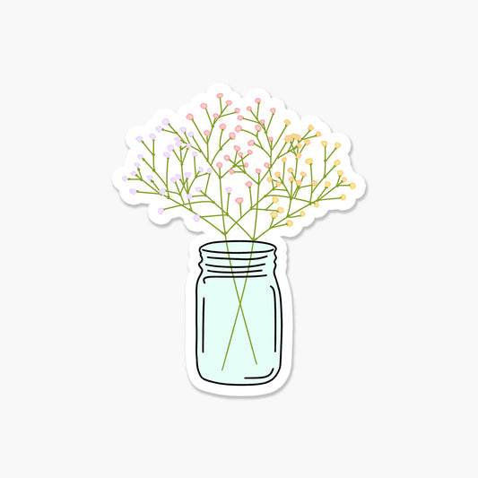 Flower Stickers: Baby's Breath in a mason jar - Footnotes Paper