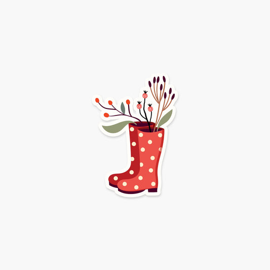 Flower Stickers: Dried berries in red rainboots - Footnotes Paper