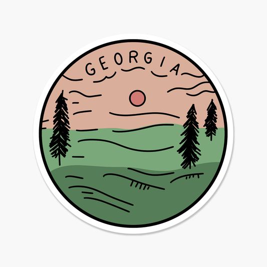 Georgia Illustrated US State 3 x 3 in - Travel Sticker - Footnotes Paper