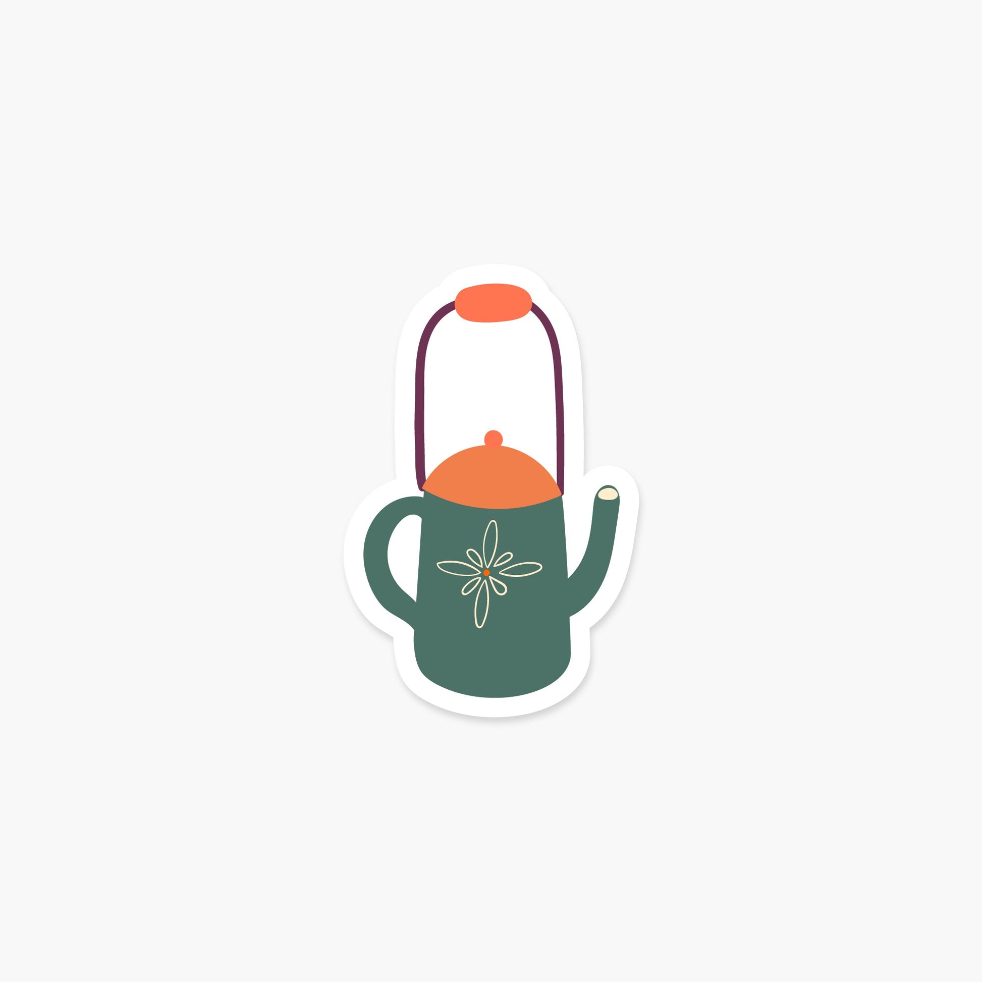 Green Tea Kettle 2.8 x 3.25 in - Fall & Autumn Sticker - Footnotes Paper