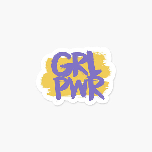 GRL PWR Purple Yellow Brushstrokes Sticker - Footnotes Paper