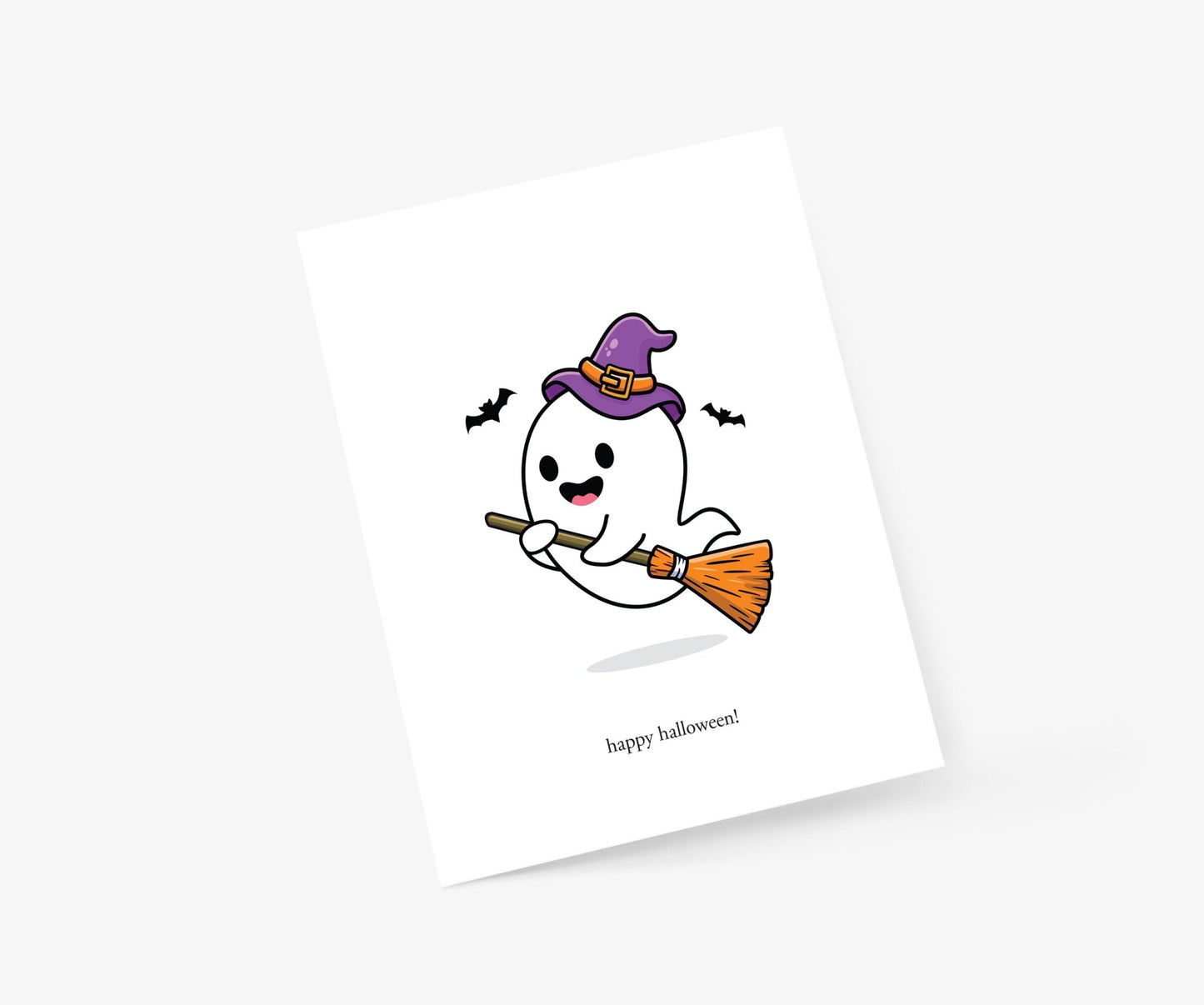 Happy Halloween Ghost on a broomstick - Footnotes Paper