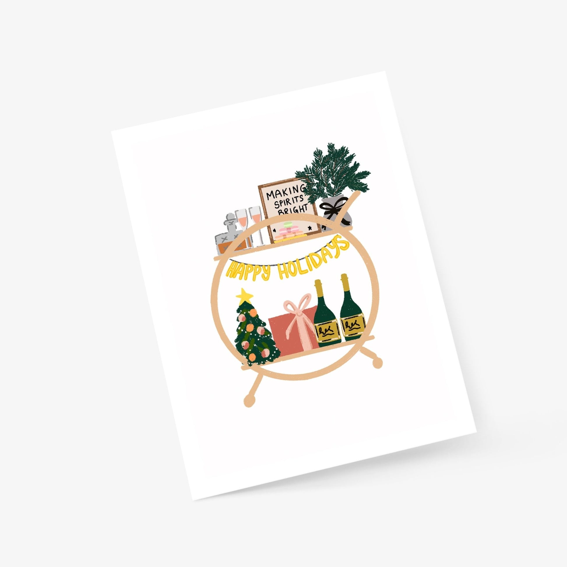 Happy Holidays Bar Cart - Holiday Greeting Card - Footnotes Paper