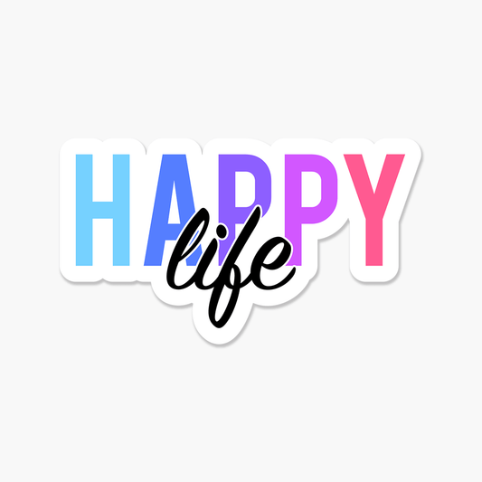 Happy Life - Motivational Sticker - Footnotes Paper