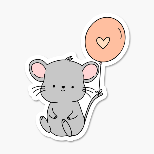 Mouse With Balloon Everyday Sticker | Footnotes Paper