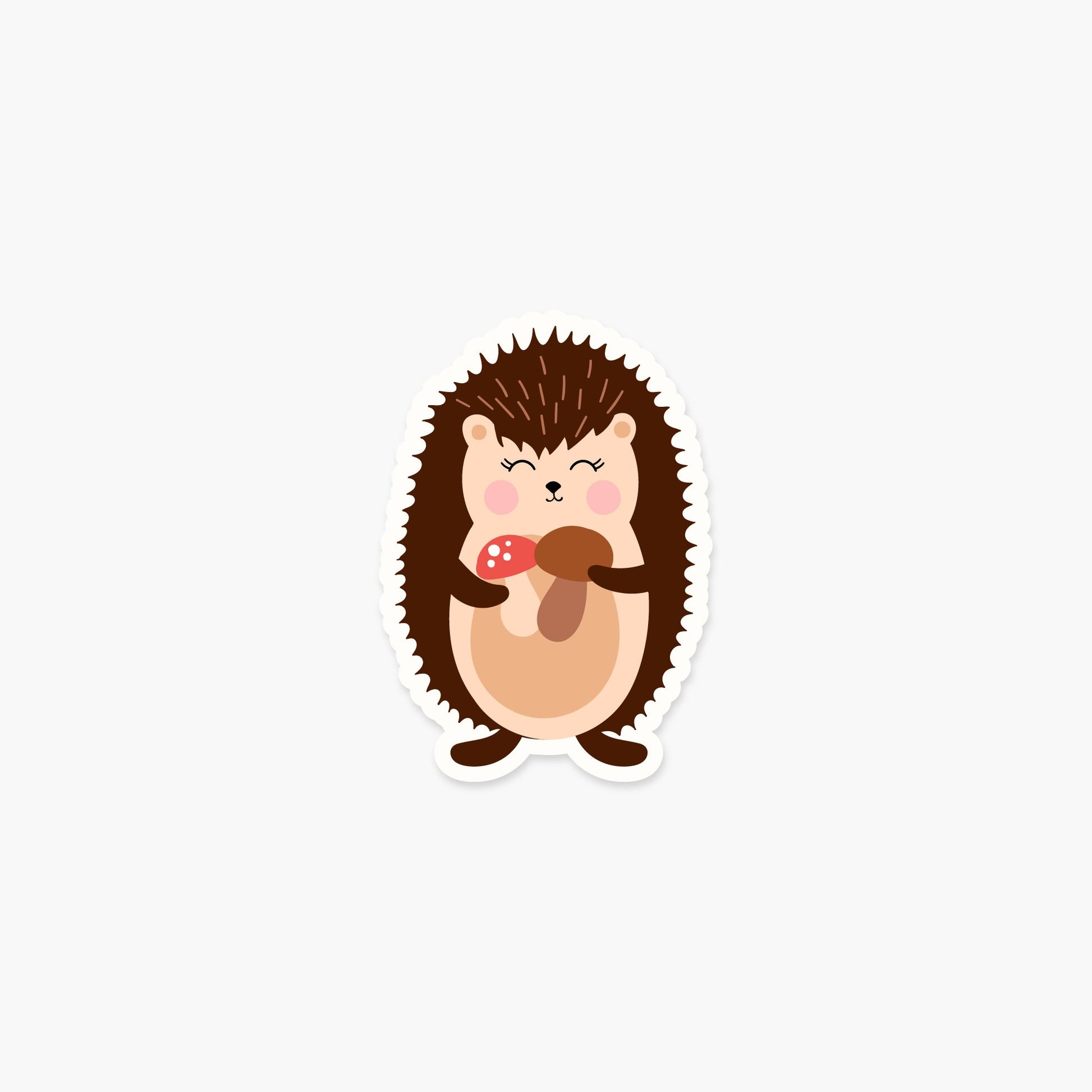 Hedgehog holding mushrooms 3 x 2 in - Animal Sticker - Footnotes Paper