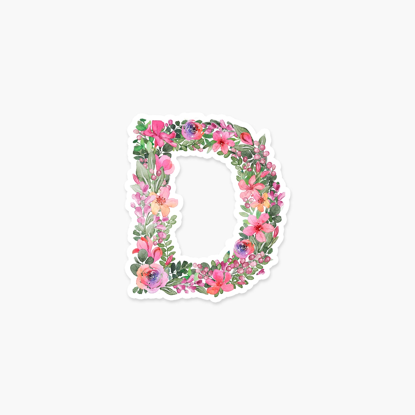 Letter "D" Floral - Monogram Initials Sticker | Footnotes Paper