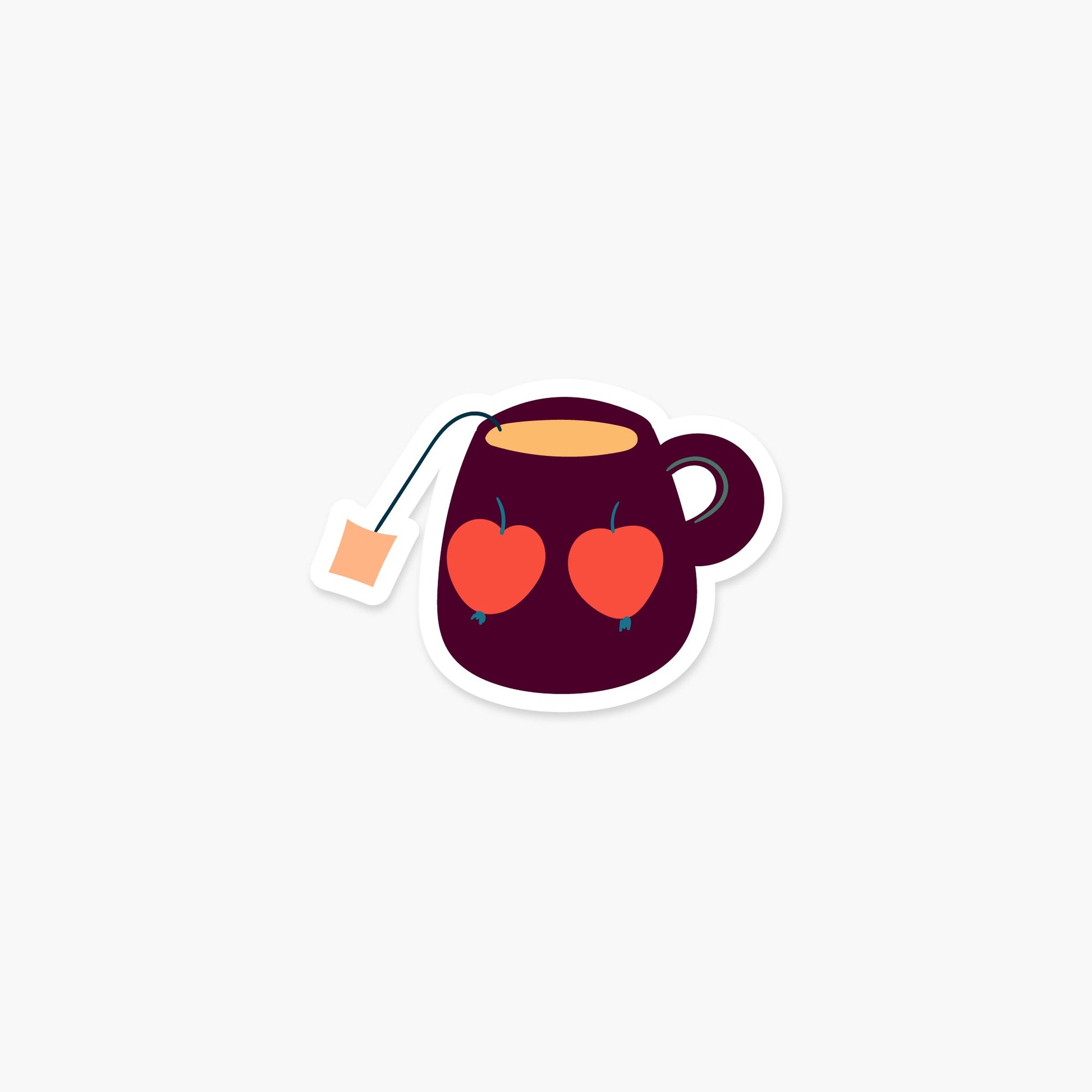 Hot tea in a maroon mug 3 x 2.1 in - Fall & Autumn Sticker - Footnotes Paper