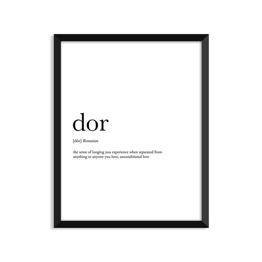 Dor Definition - Unframed Art Print Or Greeting Card