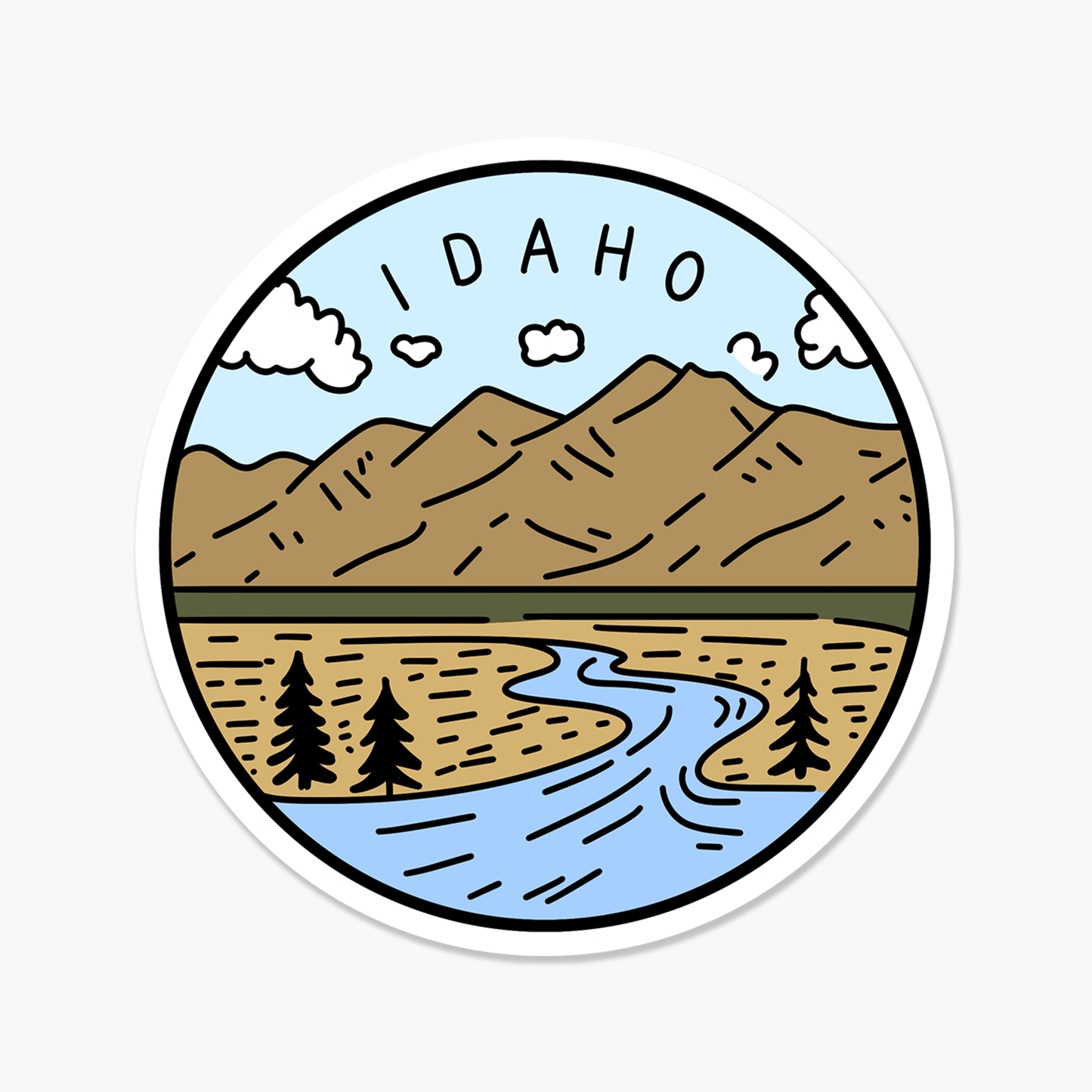 Idaho Illustrated US State 3 x 3 in - Travel Sticker - Footnotes Paper