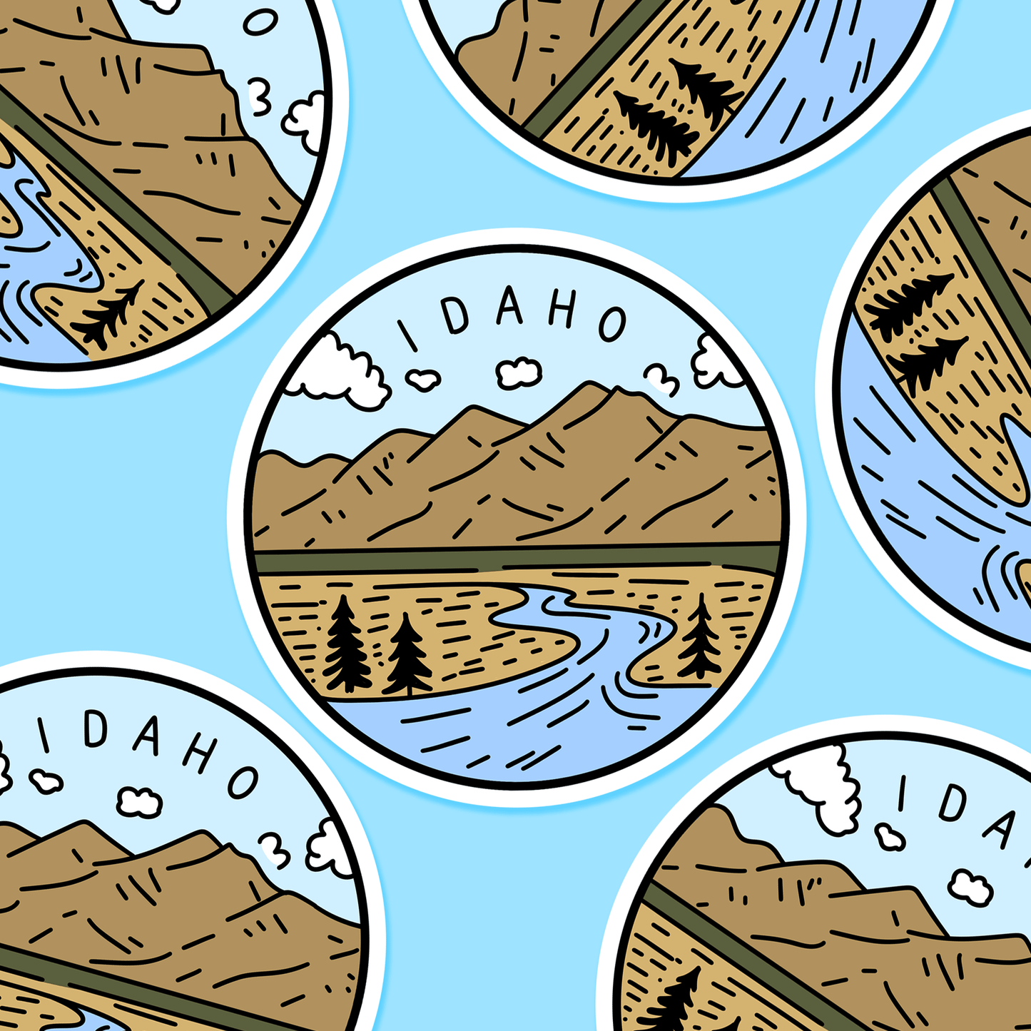 Idaho Illustrated US State 3 x 3 in - Travel Sticker - Footnotes Paper