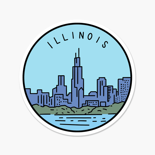 Illinois Illustrated US State 3 x 3 in - Travel Sticker - Footnotes Paper