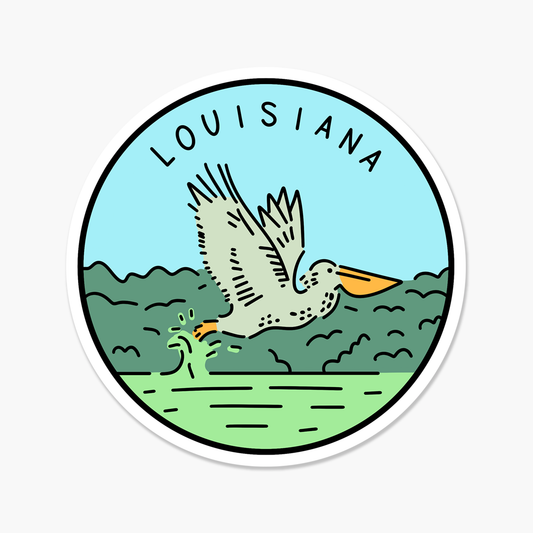 Louisiana Illustrated US State Travel Sticker | Footnotes Paper