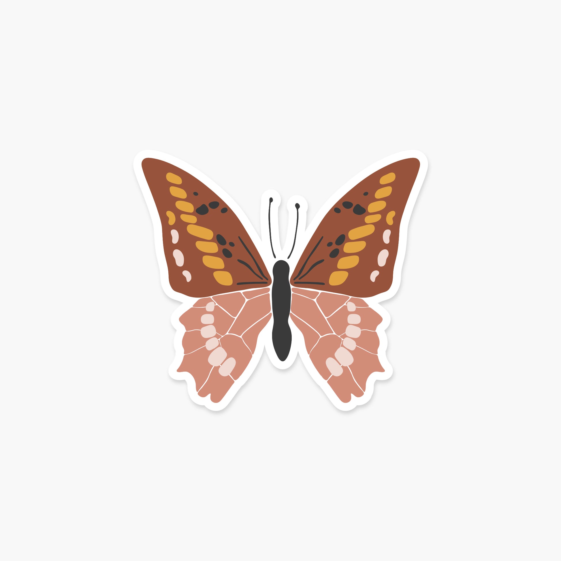 Boho Two-Toned Brown Butterfly Sticker