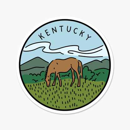 Kentucky Illustrated US State 3 x 3 in - Travel Sticker - Footnotes Paper