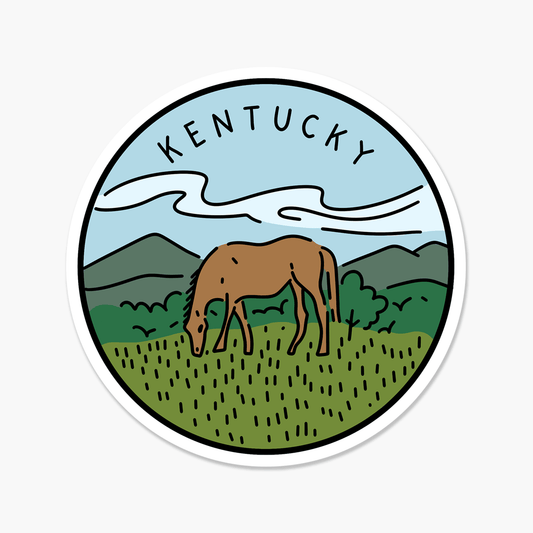 Kentucky Illustrated US State 3 x 3 in - Travel Sticker - Footnotes Paper