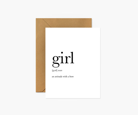 Girl Definition Baby Card | Footnotes Paper