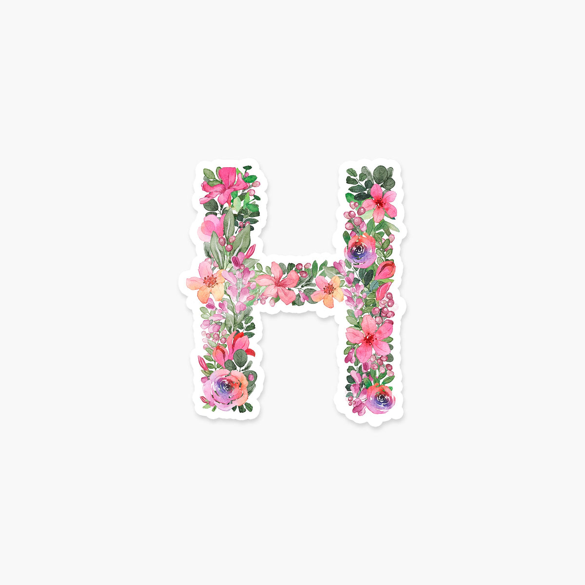 Letter H Floral Sticker - Footnotes Paper
