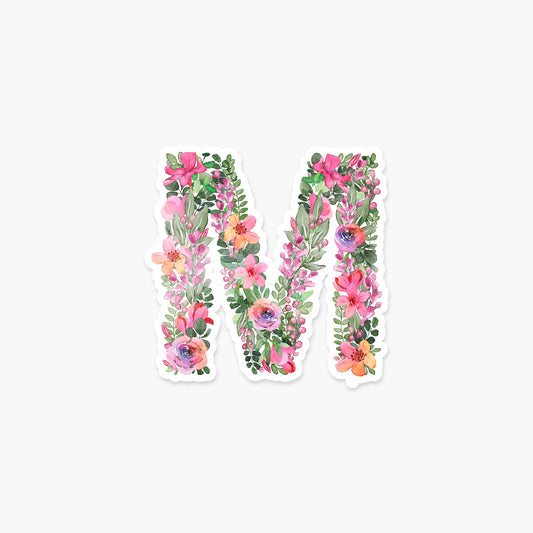 Letter "M" Floral Sticker - Footnotes Paper
