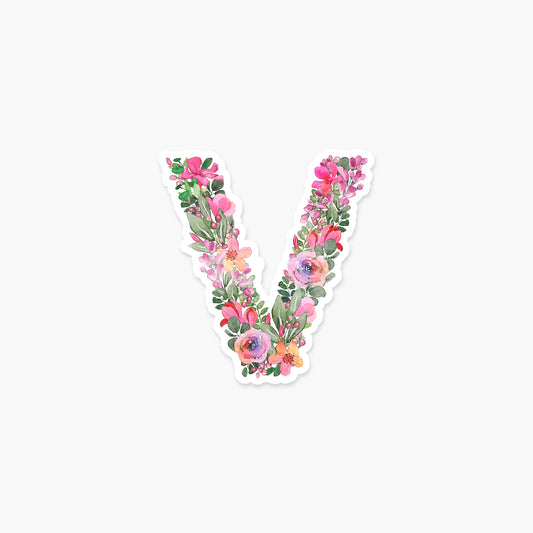 Letter "V" Floral Sticker - Footnotes Paper