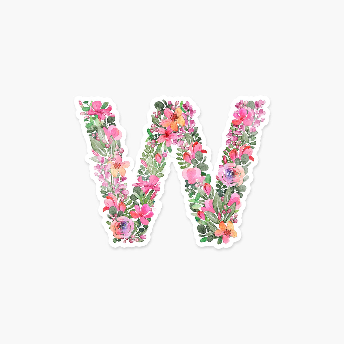 Letter "W" Floral Sticker - Footnotes Paper