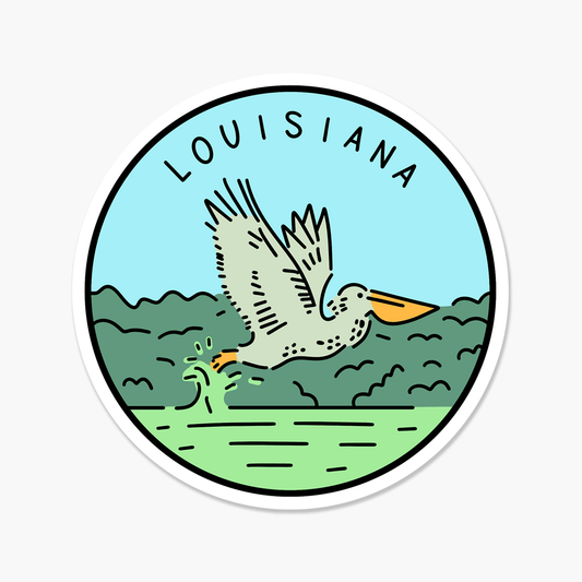Louisiana Illustrated US State 3 x 3 in - Travel Sticker - Footnotes Paper