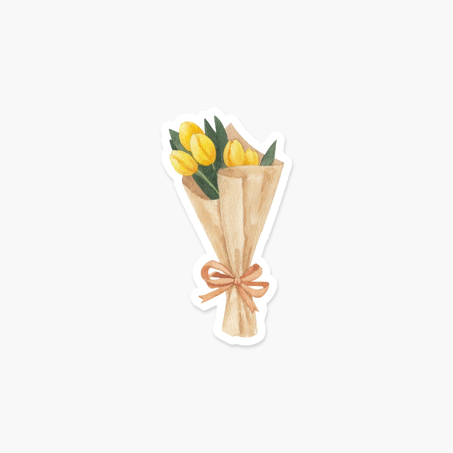 Tulip Bouquet wrapped in Brown Paper - Floral Sticker | Footnotes Paper