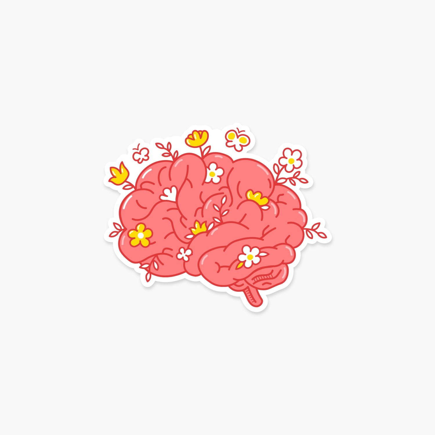 Brain with Flowers - Floral Sticker | Footnotes Paper