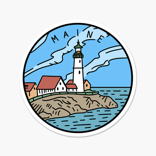 Maine Illustrated US State 3 x 3 in - Travel Sticker - Footnotes Paper