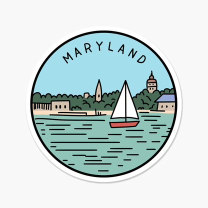 Maryland Illustrated US State 3 x 3 in - Travel Sticker - Footnotes Paper