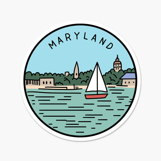 Maryland Illustrated US State 3 x 3 in - Travel Sticker - Footnotes Paper