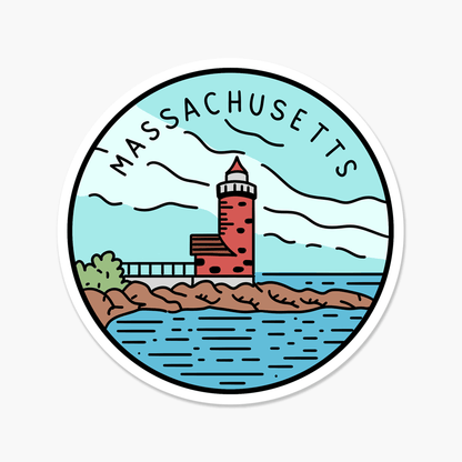 Massachusetts Illustrated US State 3 x 3 in - Travel Sticker - Footnotes Paper