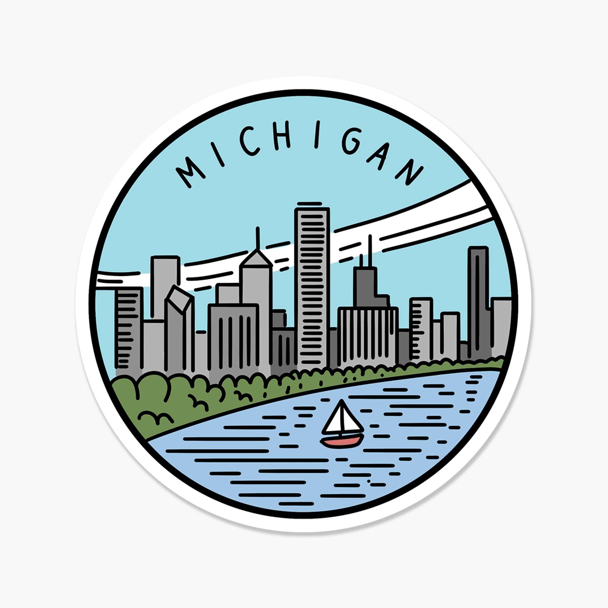 Michigan Illustrated US State 3 x 3 in - Travel Sticker - Footnotes Paper