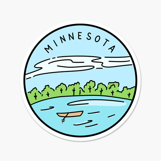 Minnesota Illustrated US State 3 x 3 in - Travel Sticker - Footnotes Paper
