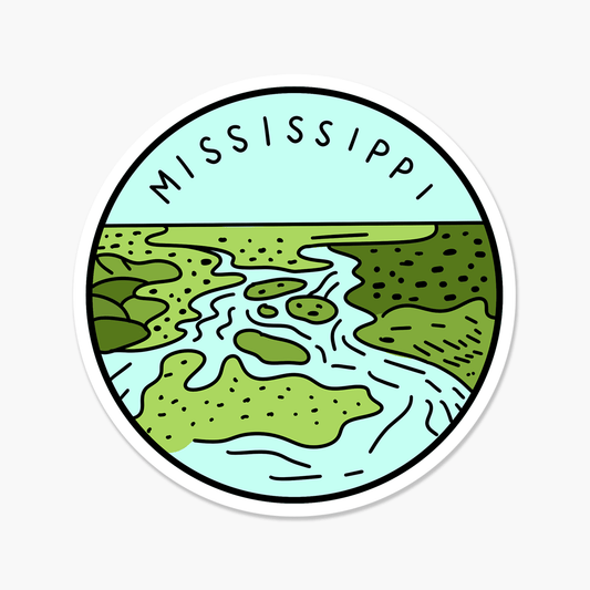 Mississippi Illustrated US State 3 x 3 in - Travel Sticker - Footnotes Paper