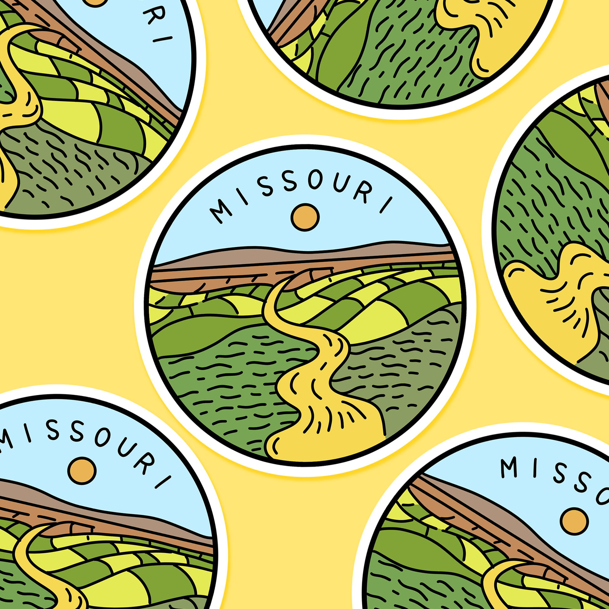 Missouri Illustrated US State 3 x 3 in - Travel Sticker - Footnotes Paper