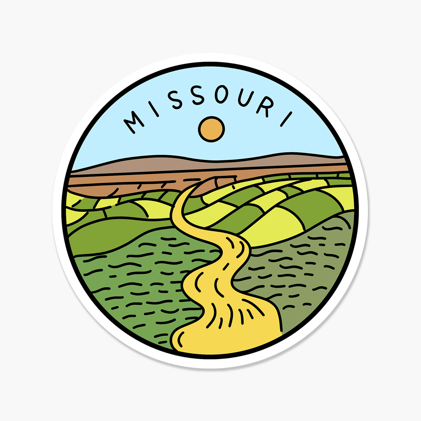 Missouri Illustrated US State 3 x 3 in - Travel Sticker - Footnotes Paper