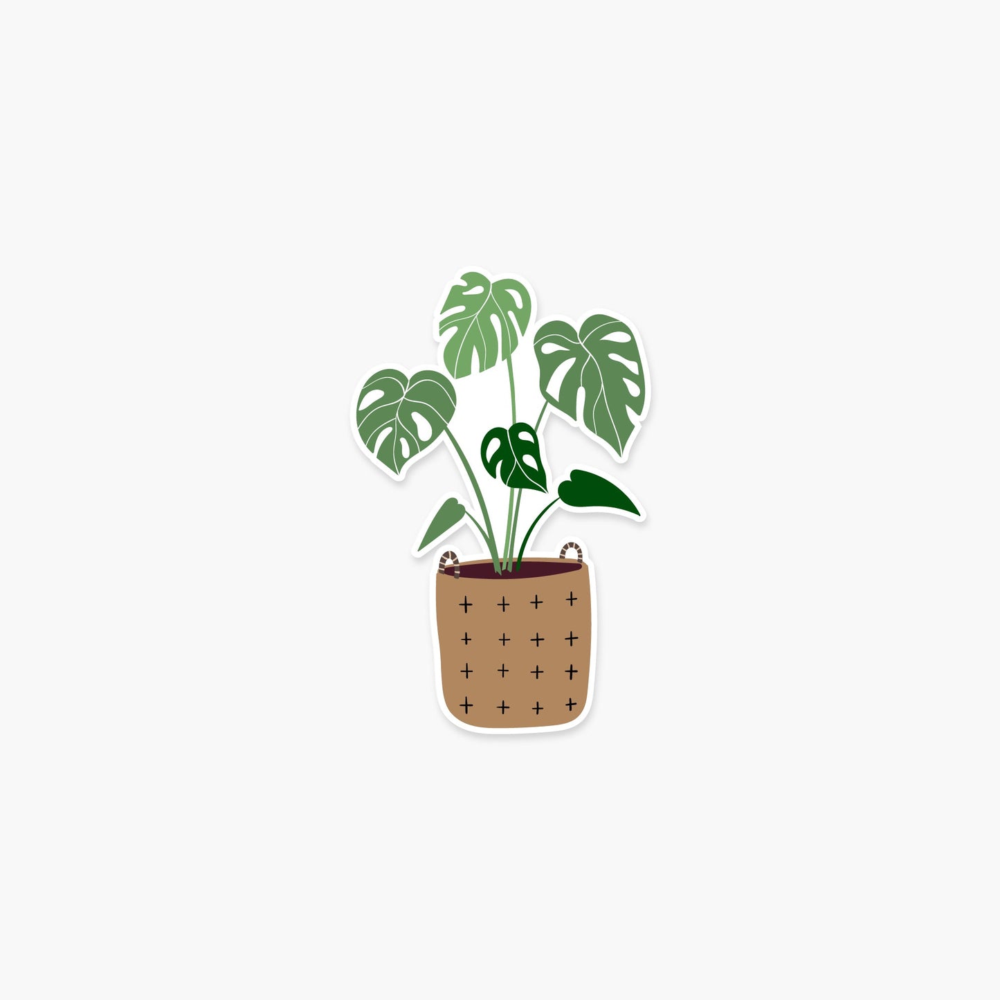 Monstera in a basket 2 x 3.25 in - Plant Sticker - Footnotes Paper