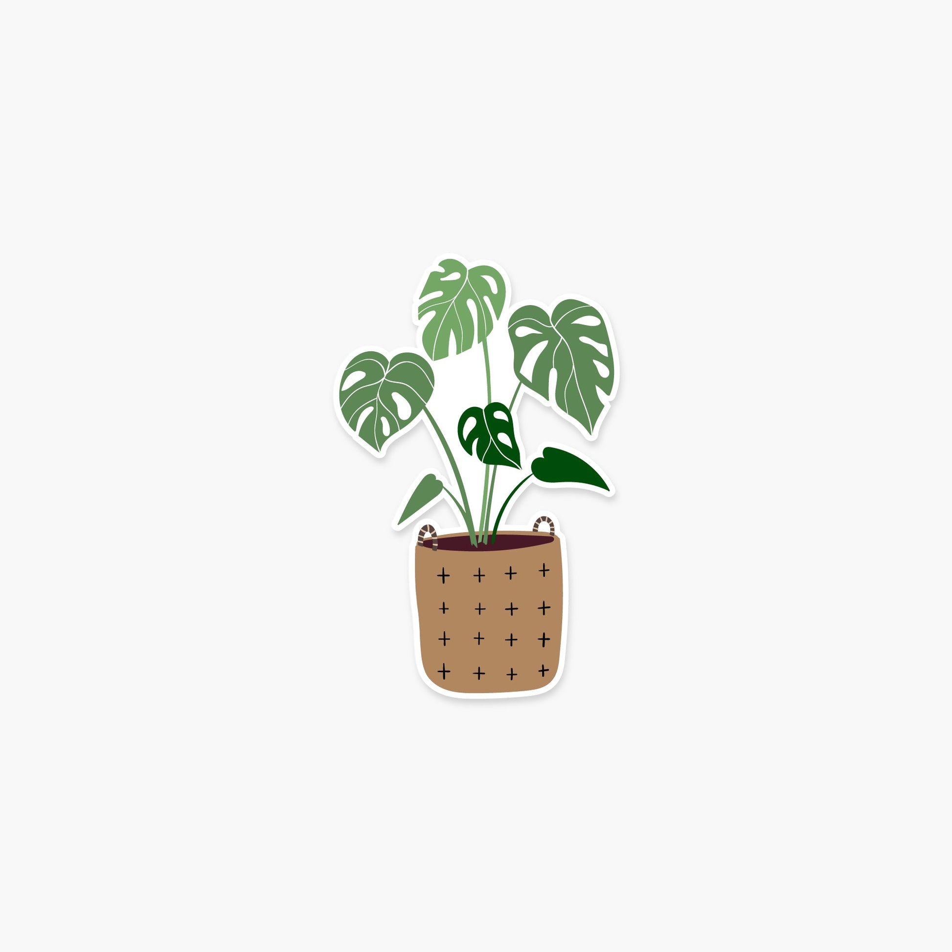 Monstera in a basket 2 x 3.25 in - Plant Sticker - Footnotes Paper