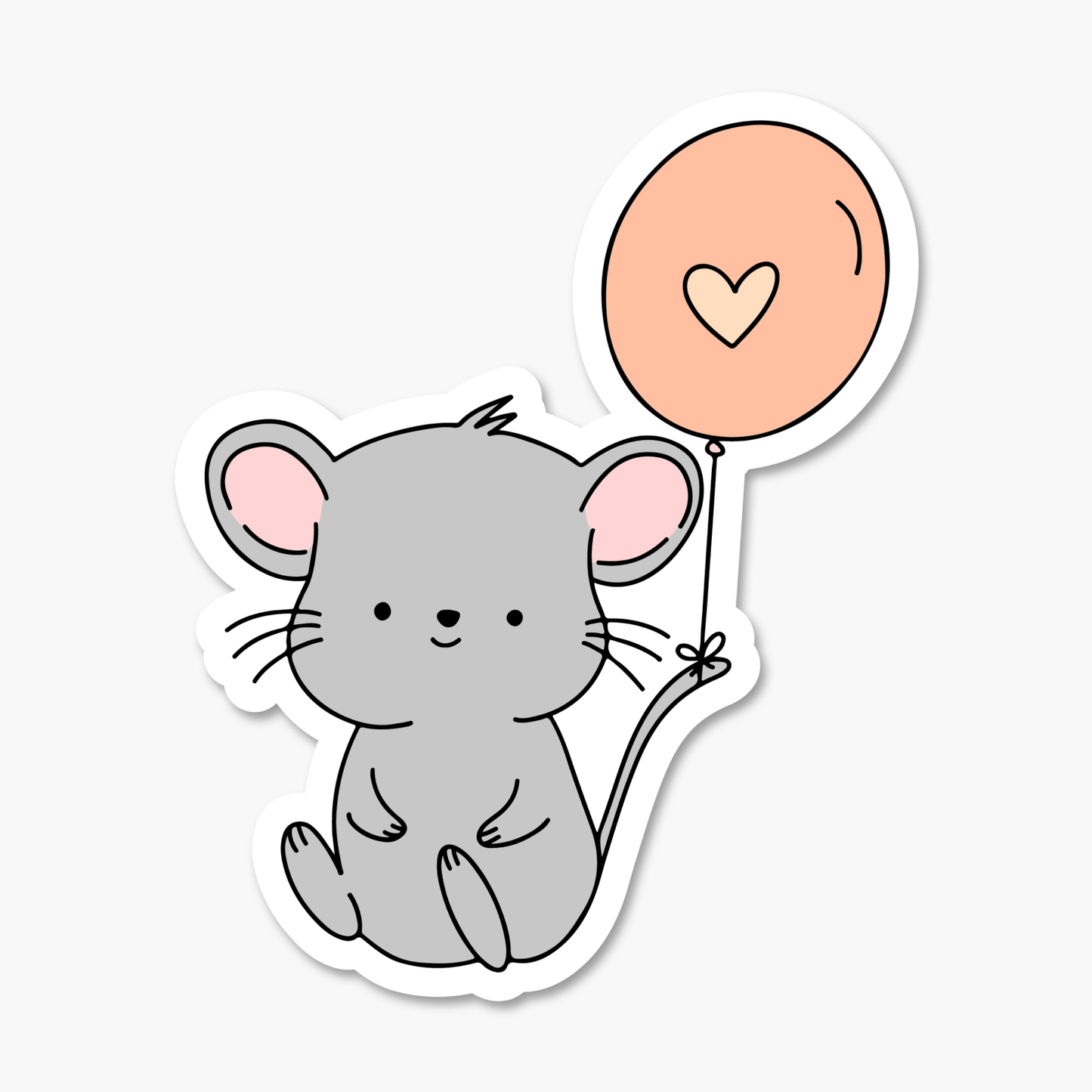 Mouse With Balloon - Everyday Sticker - Footnotes Paper