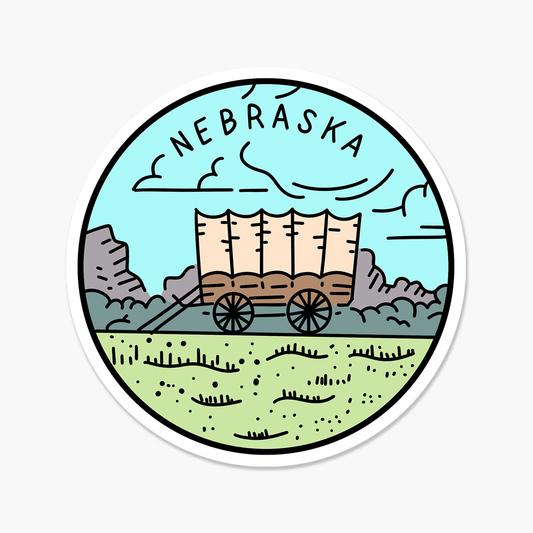 Nebraska Illustrated US State 3 x 3 in - Travel Sticker - Footnotes Paper