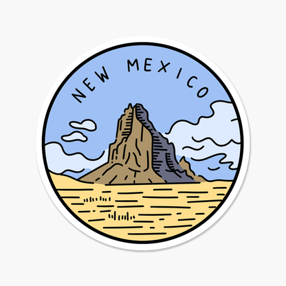 New Mexico Illustrated US State 3 x 3 in - Travel Sticker - Footnotes Paper